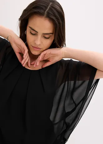 Chiffon blouse met ondershirt • zwart • bonprix online shop