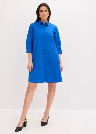 Robe-chemise en popeline solide • bleu arctique • Boutique bonprix