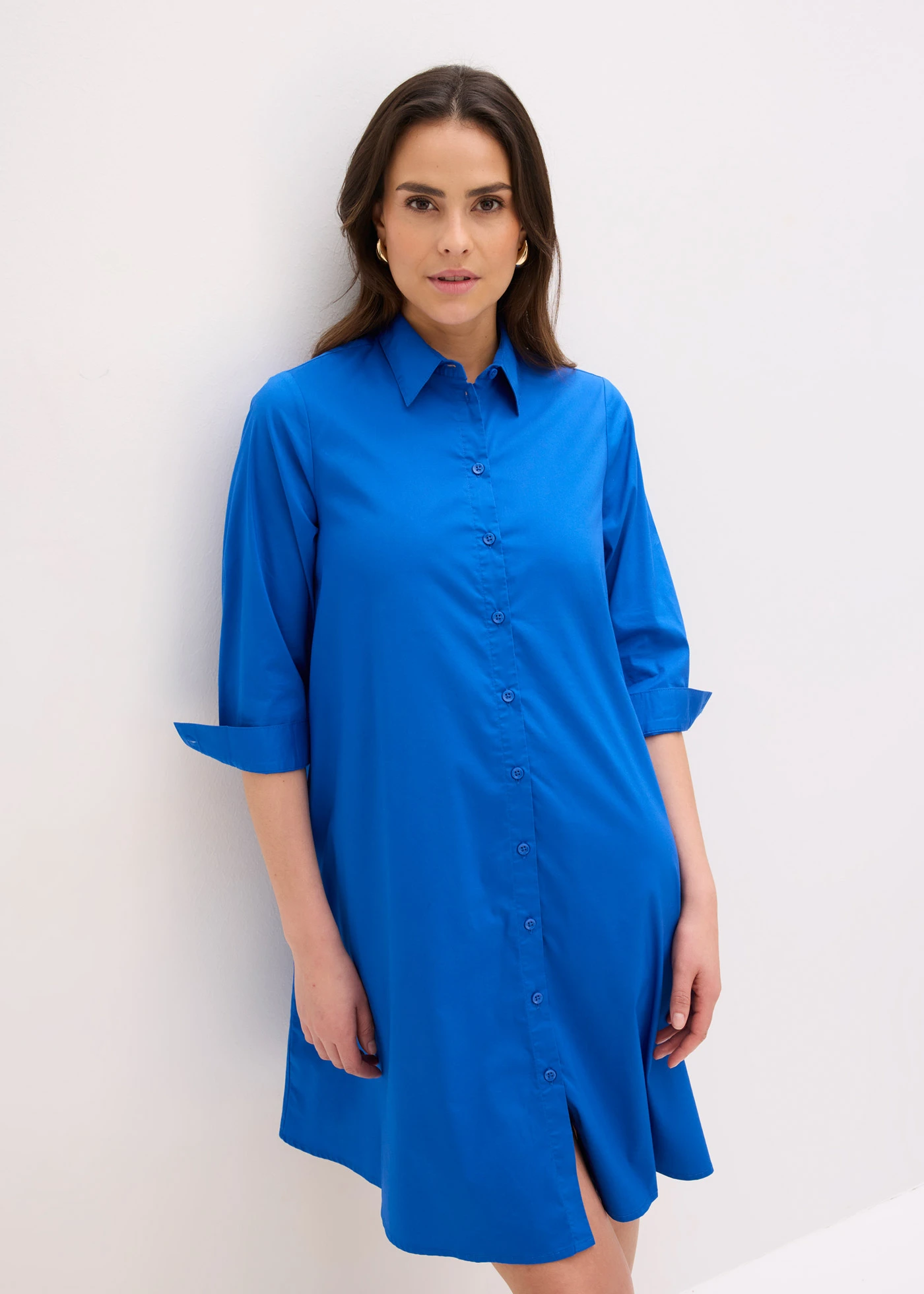 Robe-chemise en popeline solide • bleu arctique • Boutique bonprix