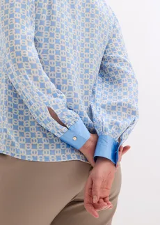 Saténová blúzka • stredne modrá/prírodná béžová • obchod bonprix