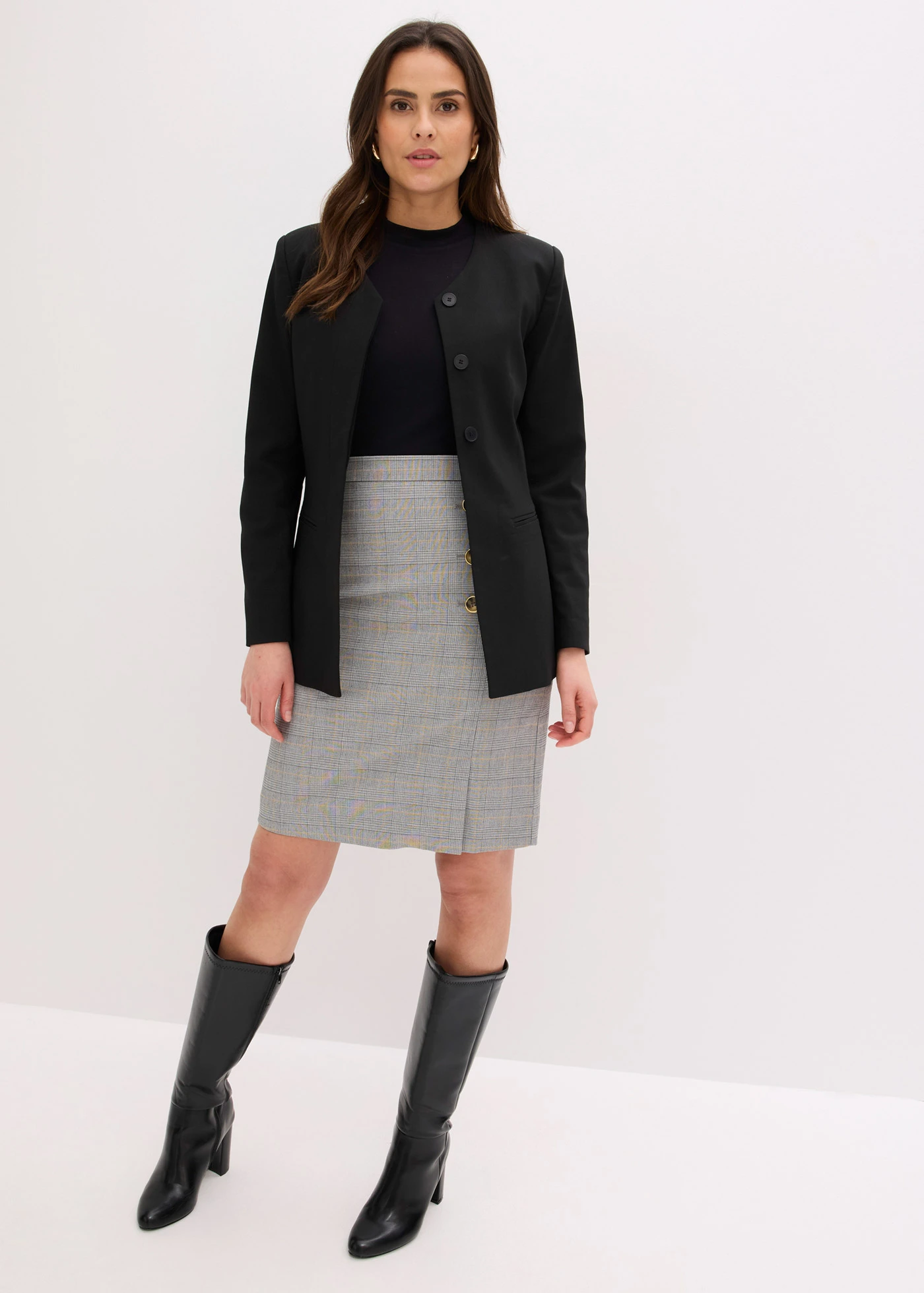 Fustă creion cu model glencheck • negru-nisipiu cadrilat • magazin bonprix