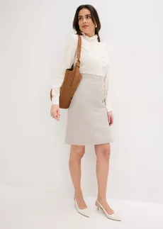 Fustă creion cu model glencheck alb perlat