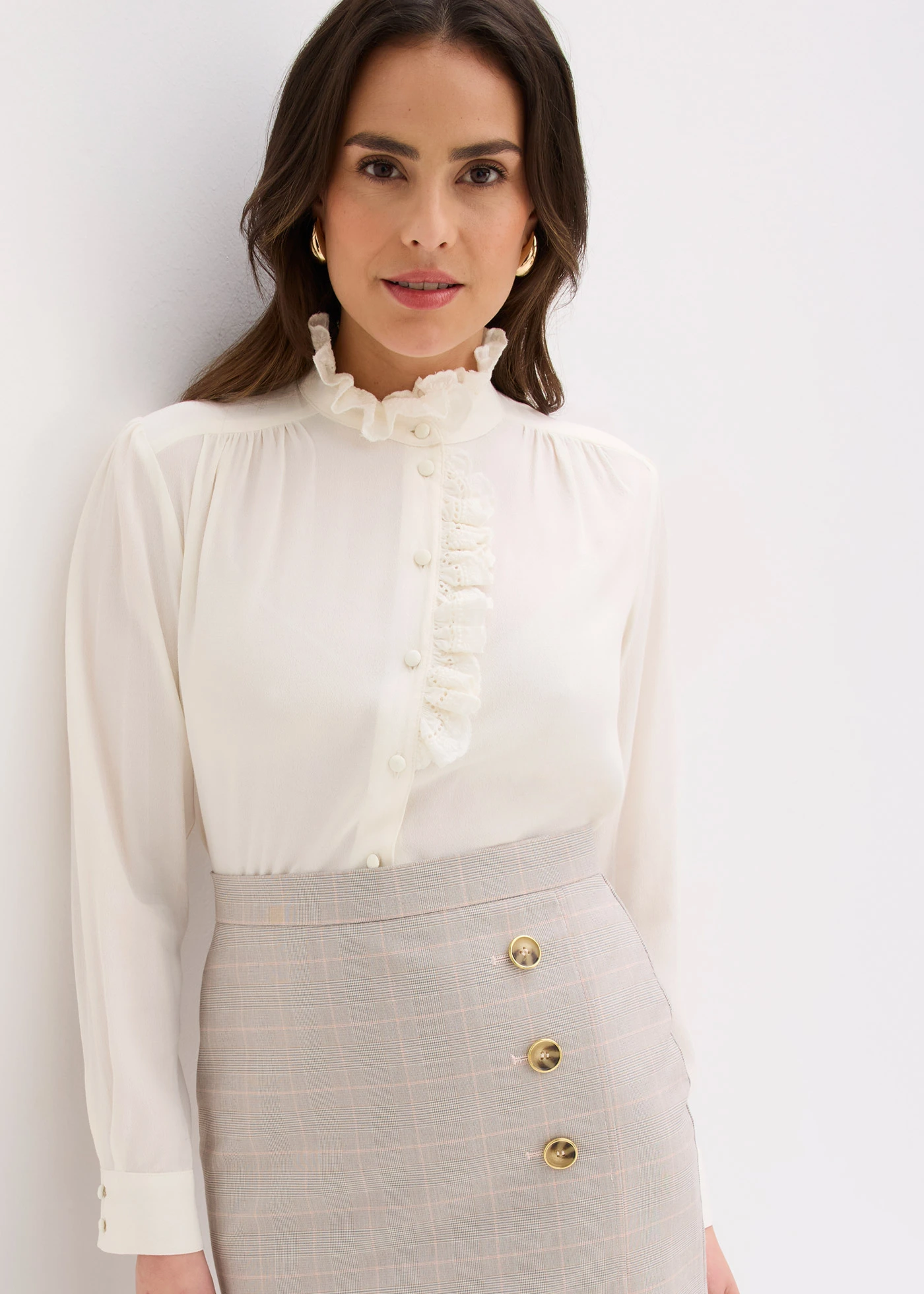 Kokerrok met glencheck patroon • lichtgrijs-lichtroze geruit • bonprix online shop