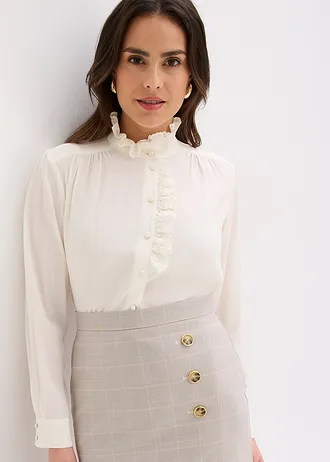 Fustă creion cu model glencheck • gri deschis-roz deschis cadrilat • magazin bonprix