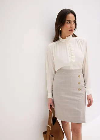 Kokerrok met glencheck patroon • lichtgrijs-lichtroze geruit • bonprix online shop