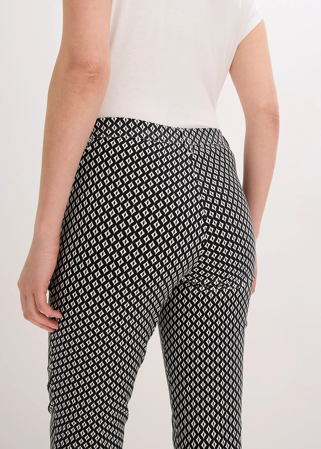 Pantalon 7/8 extensible en bengaline • noir-écru graphique • product-page.page-title-suffix