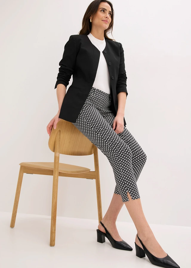 7/8 stretchbroek van bengaline • zwart-wolwit met grafische print • product-page.page-title-suffix