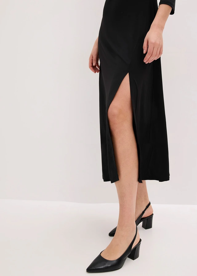 Robe midi drapée à manches 3/4 • noir • product-page.page-title-suffix