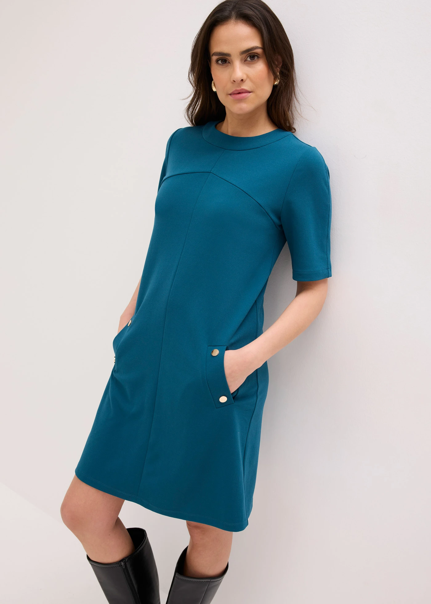 Kokerjurk met elastan • blauwpetrol • bonprix online shop