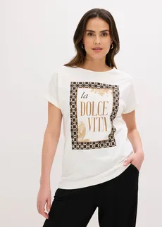 T-shirt z czystej bawełny organicznej • biel wełny • sklep bonprix