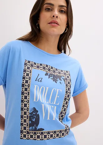 T-shirt 100% coton • bleu moyen • Boutique bonprix