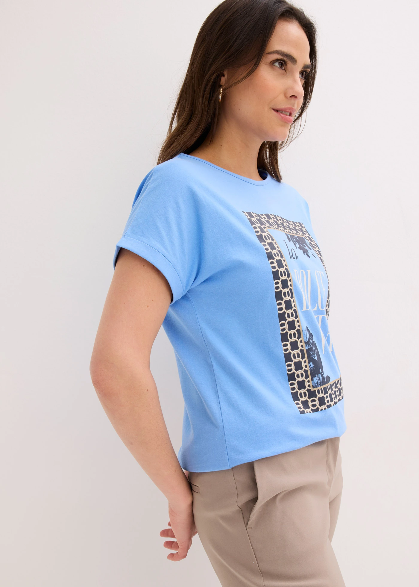 T-shirt 100% coton • bleu moyen • Boutique bonprix