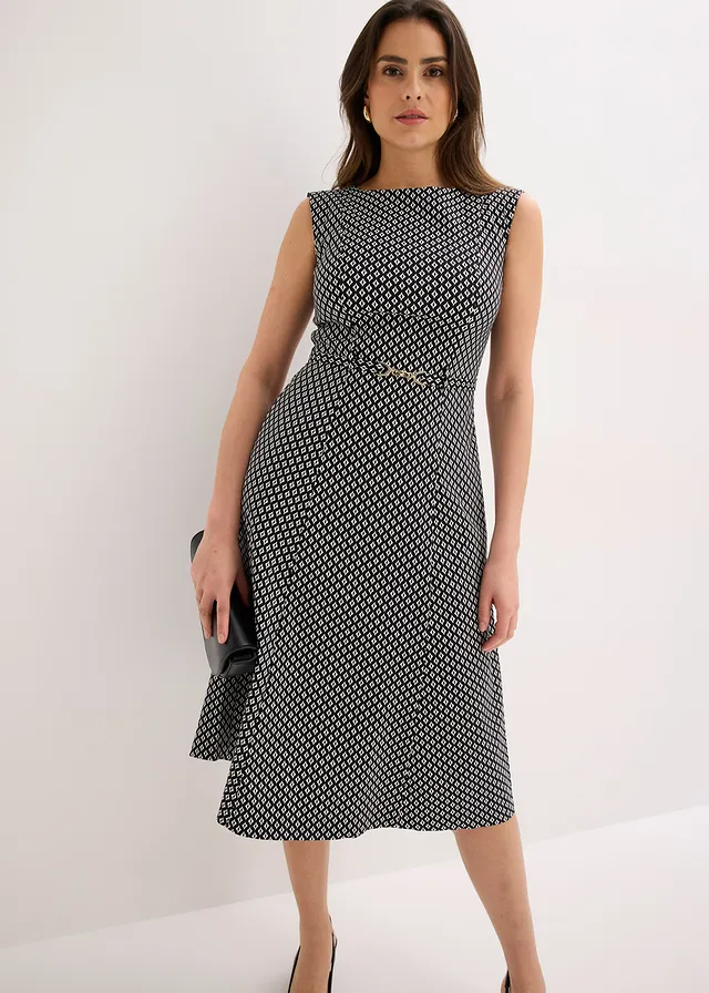 Robe en bengaline avec ceinture • noir-écru graphique • product-page.page-title-suffix