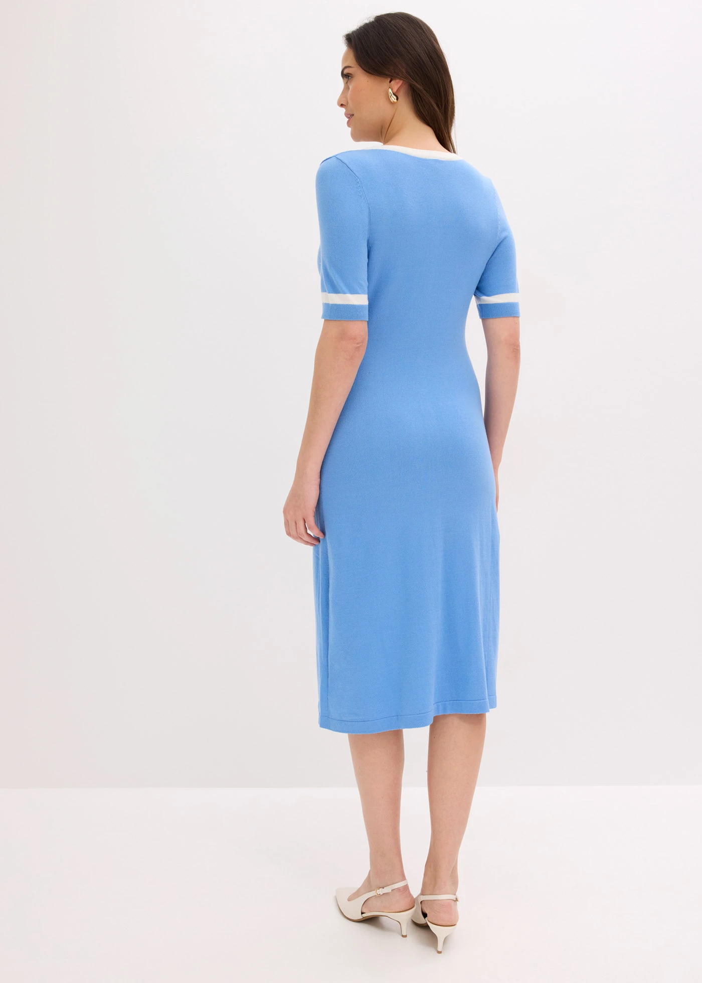 Gebreide jurk met viscose • middenblauw/wolwit • bonprix online shop