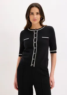 Jachetă tricotată cu viscoză • negru/ecru • magazin bonprix