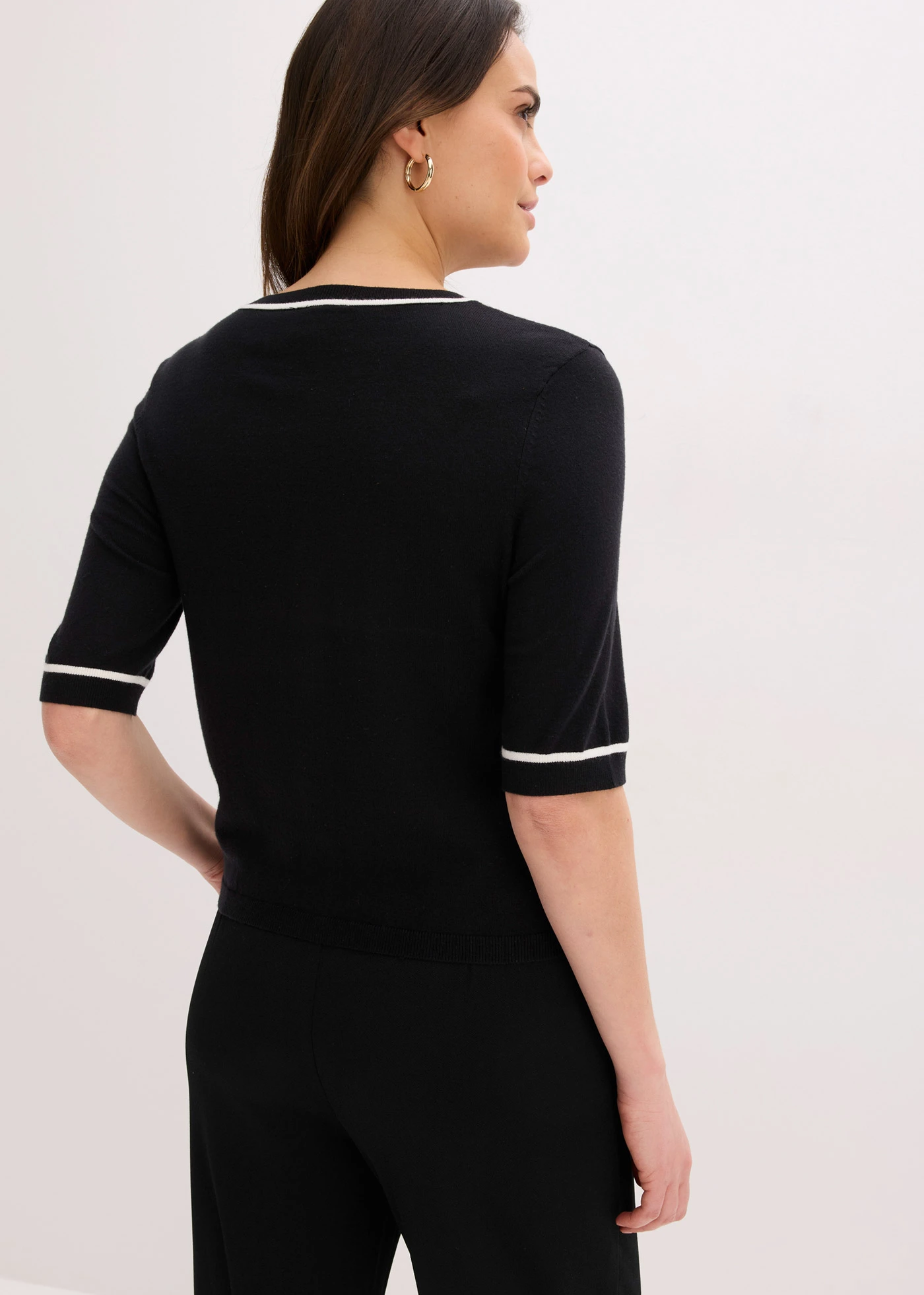 Vest met viscose • zwart/wolwit • bonprix online shop