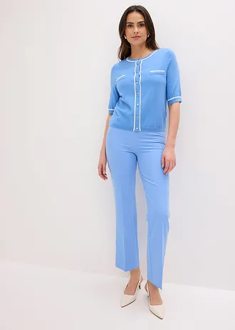 Vest met viscose, Kleur: middenblauw/wolwit