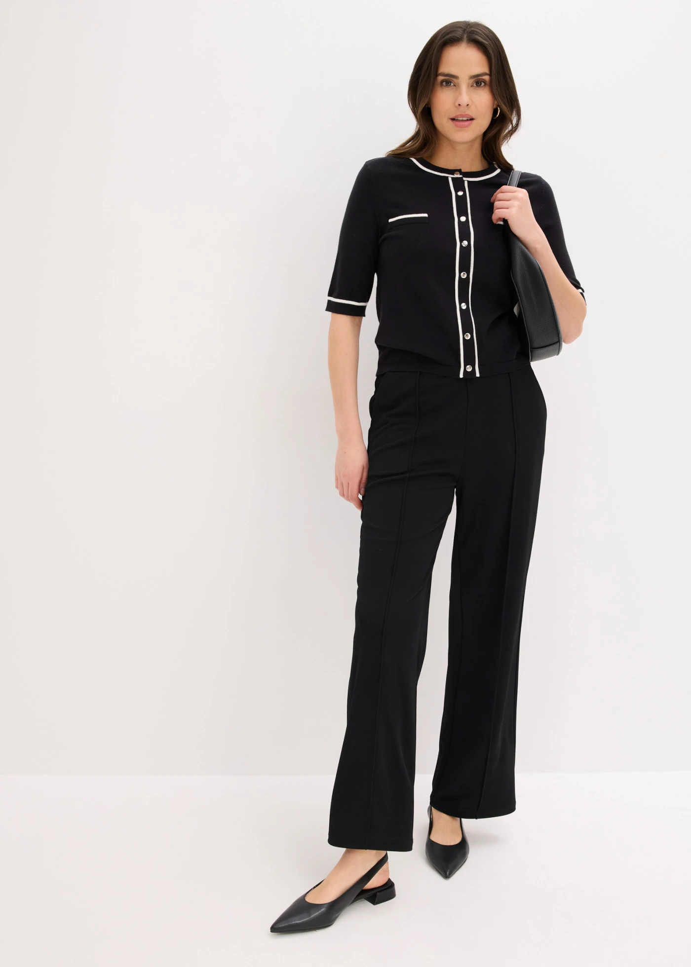 Jachetă tricotată cu viscoză • negru/ecru • magazin bonprix