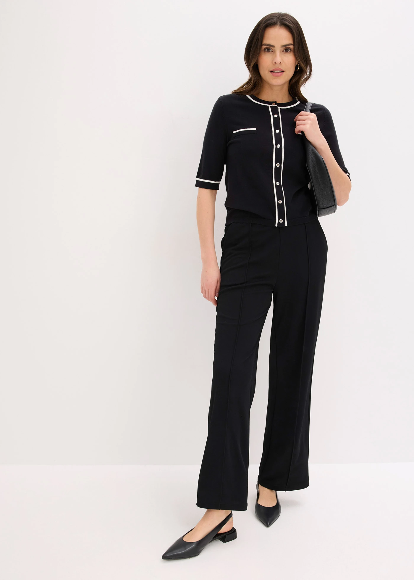 Vest met viscose • zwart/wolwit • bonprix online shop