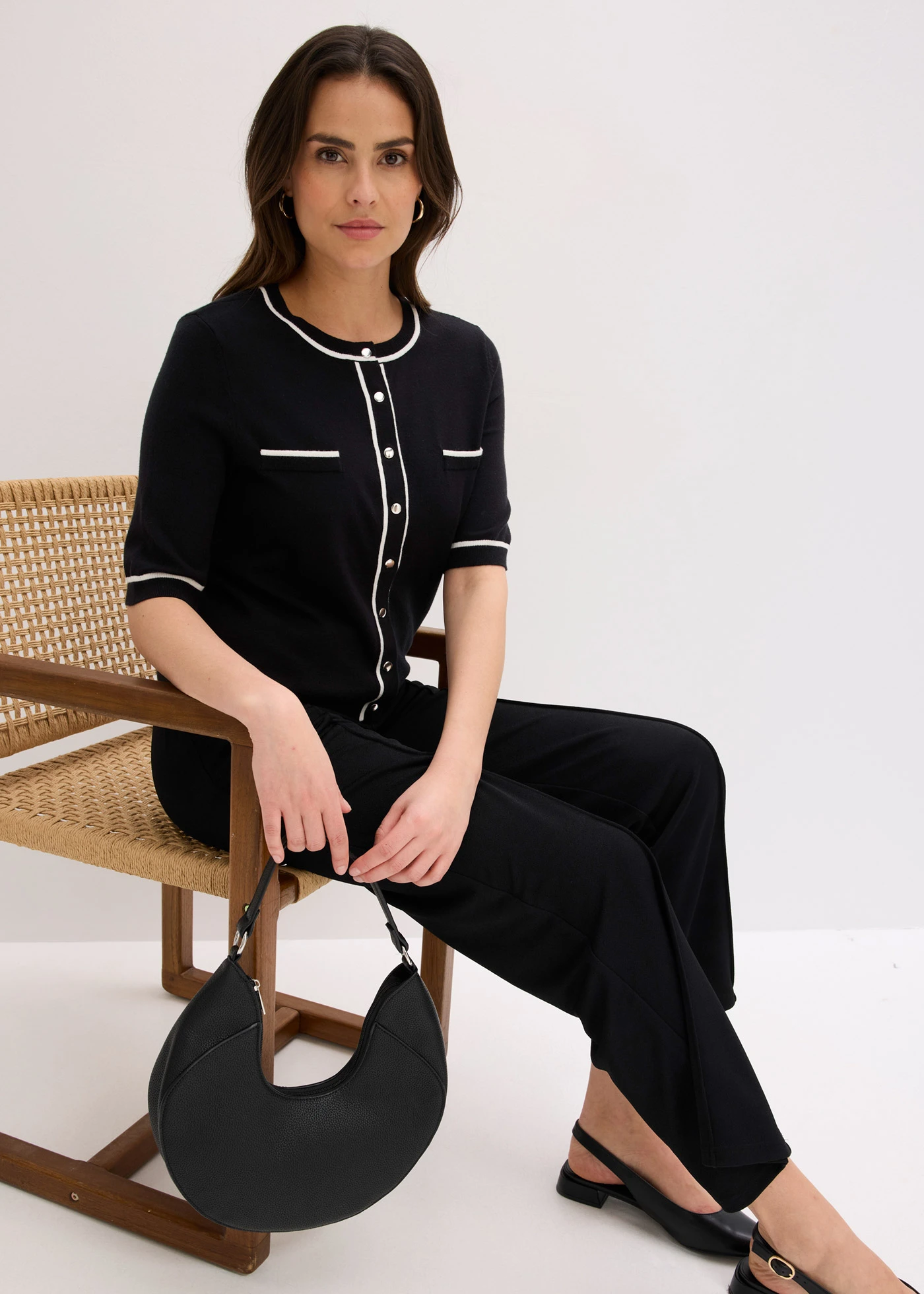 Vest met viscose • zwart/wolwit • bonprix online shop