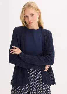 Jachetă tricotată cu model ajurat • bleumarin • magazin bonprix