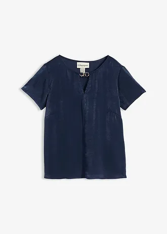 Tuniek van elegant satijn, Kleur: donkerblauw