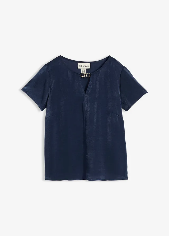 Tuniek van elegant satijn • donkerblauw • bonprix online shop