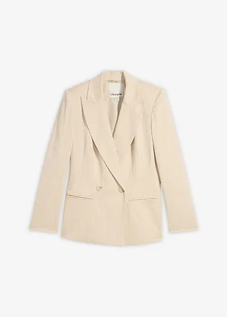 Blazer met krijtstreep, Kleur: lichtsand/wit gestreept