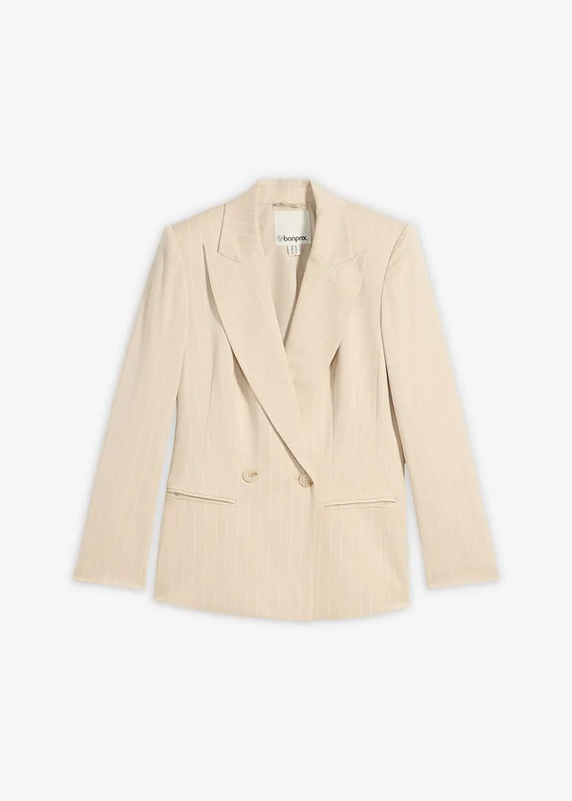 Blazer met krijtstreep • lichtsand/wit gestreept • bonprix online shop