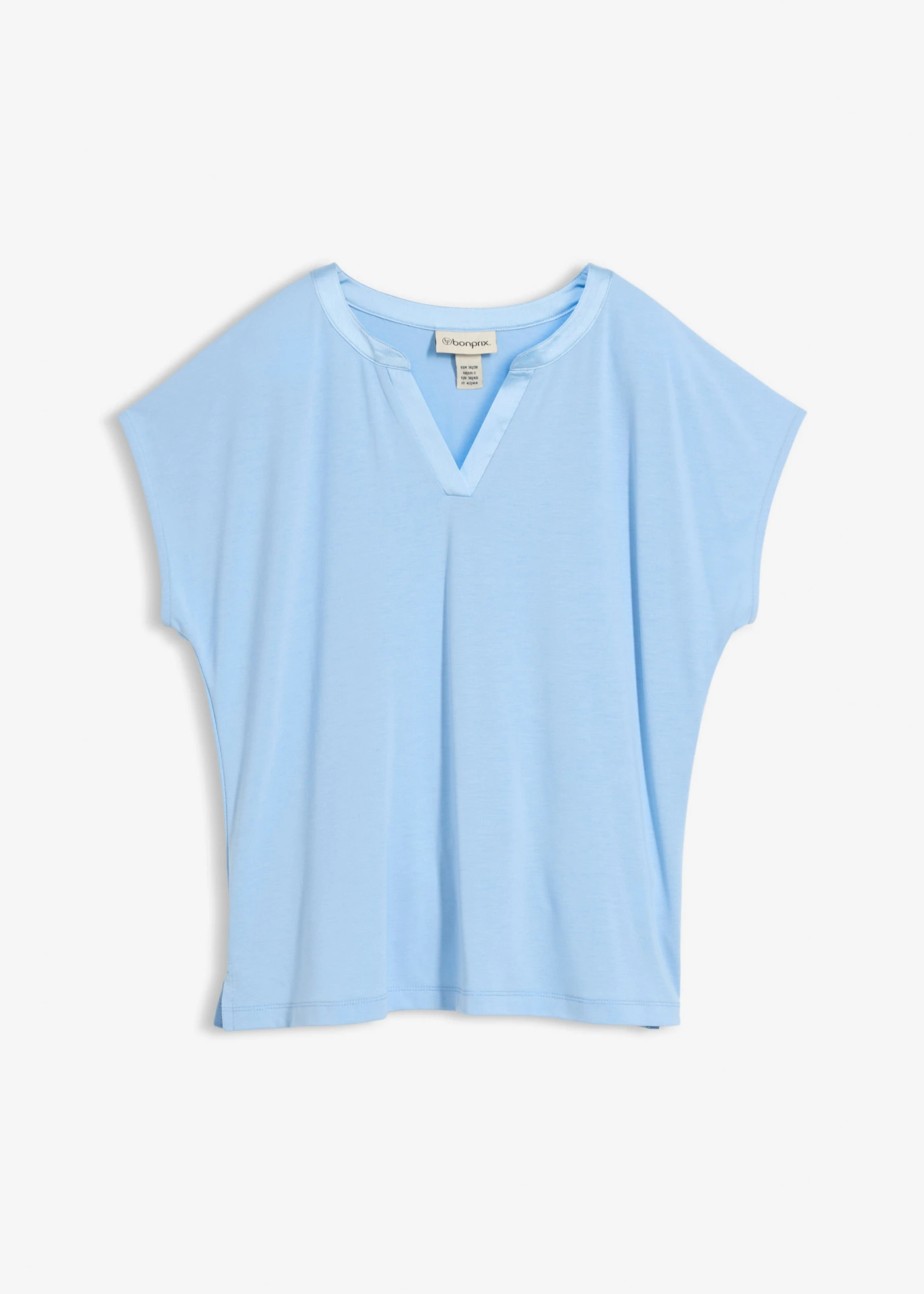 T-shirt met satijnen rand • lichtblauw • bonprix online shop