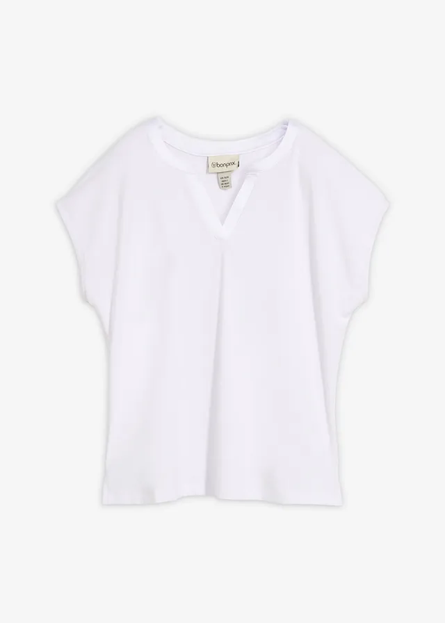 T-shirt met satijnen rand • wit • bonprix online shop