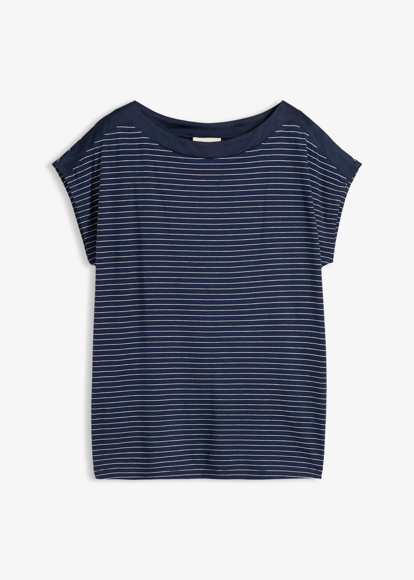 Shirt van soepele viscose en satijnen versiering • donkerblauw/wit gestreept • bonprix online shop