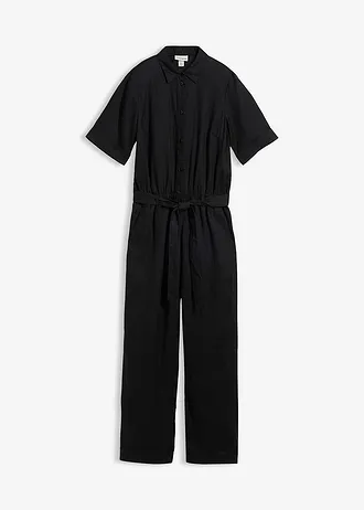 Linnen jumpsuit • zwart • bonprix online shop