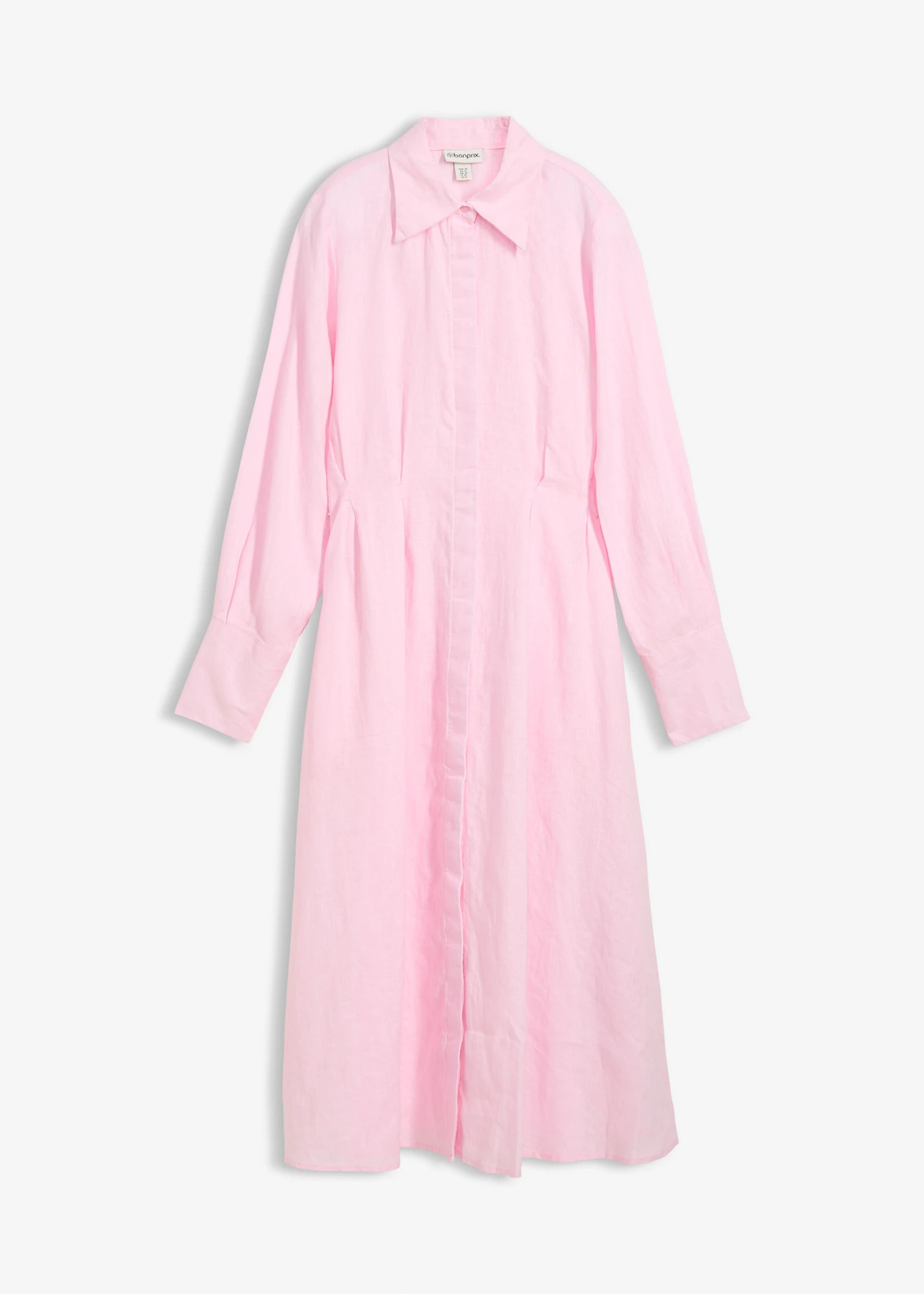 Rochie-cămașă din in 100% • roz cristal • magazin bonprix