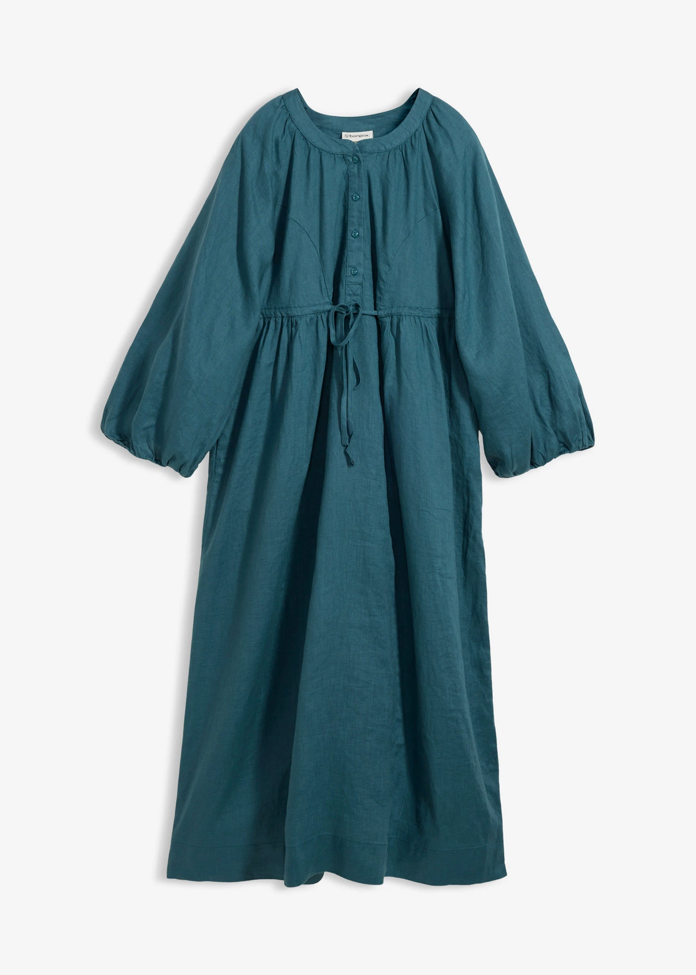 Rochie maxi din in 100% • verde-piper • magazin bonprix