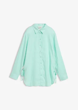 Overhemdblouse van linnen • lichtmint • bonprix online shop