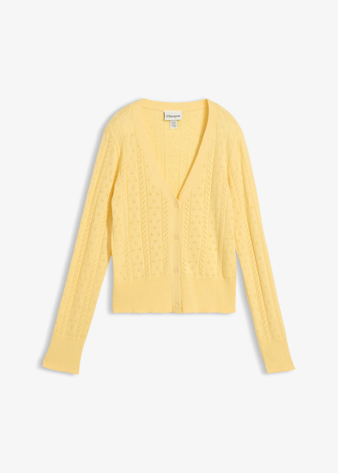 Gilet en maille ajourée coton et soie • jaune clair • Boutique bonprix