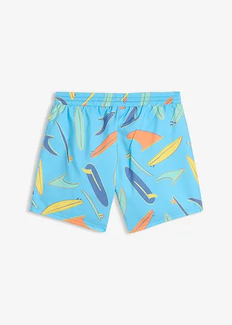 Zwemshort kort, Kleur: lichtblauw met print