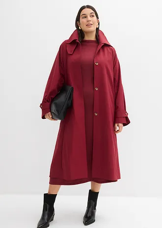 Fijngebreide maxi jurk met kasjmier, Kleur: robijnrood