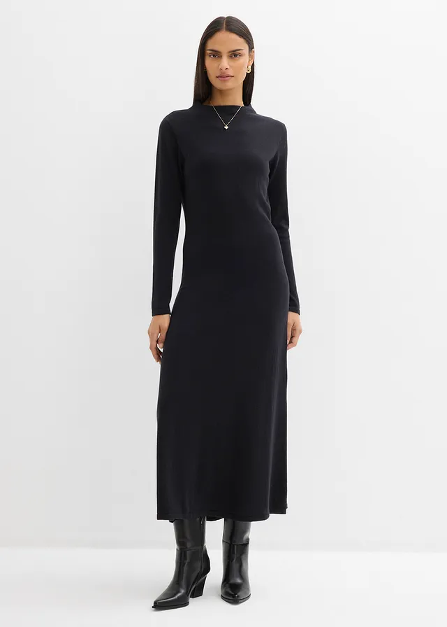 Fijngebreide maxi jurk met kasjmier • zwart • product-page.page-title-suffix