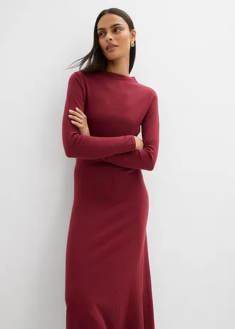Rochie maxi din tricot fin cu cașmir în compoziție • roșu rubiniu • magazin bonprix