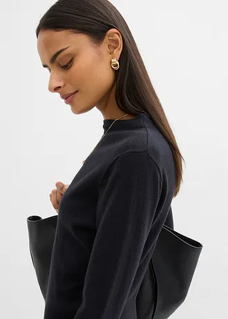 Fijngebreide maxi jurk met kasjmier • zwart • bonprix online shop