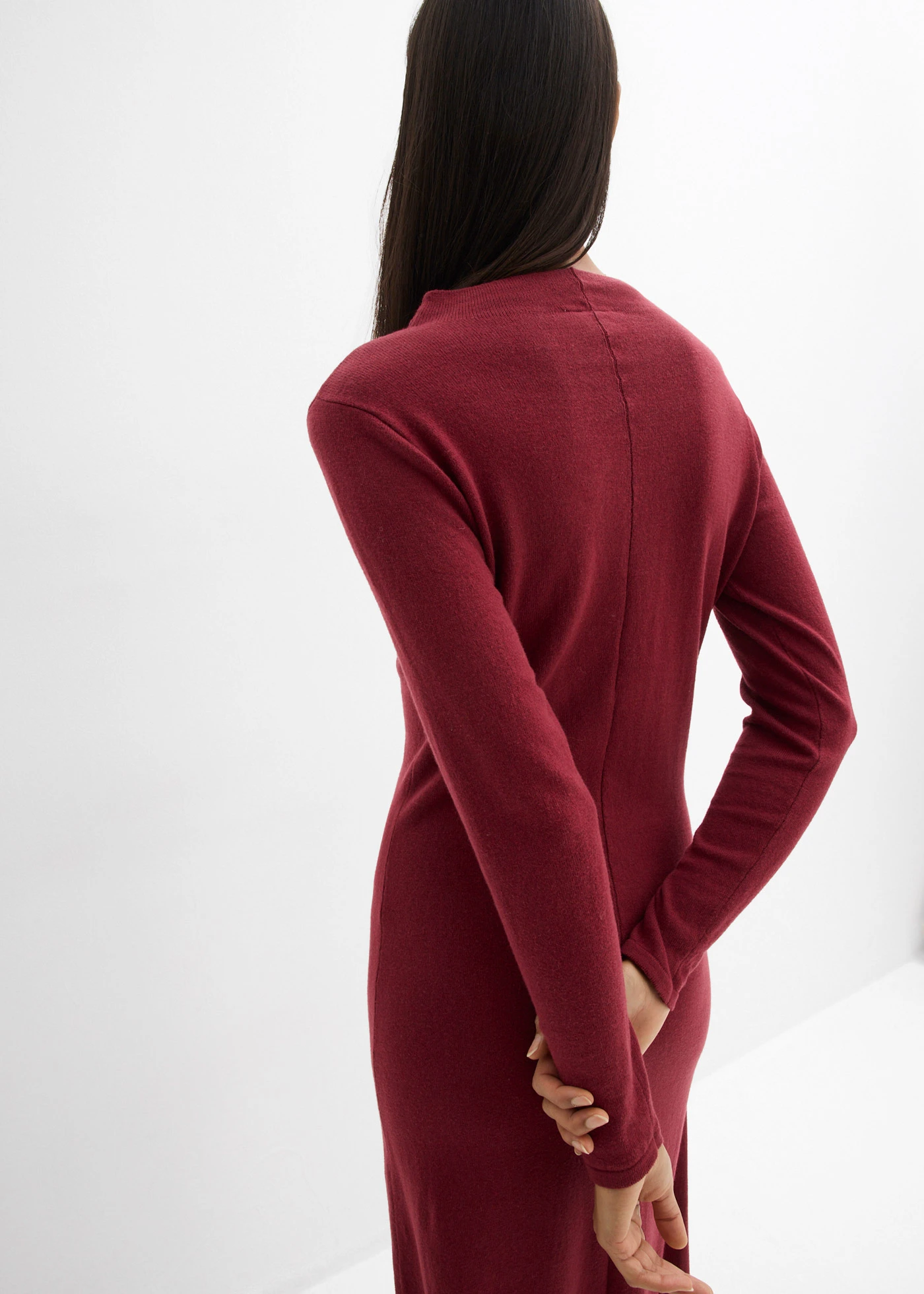 Rochie maxi din tricot fin cu cașmir în compoziție • roșu rubiniu • magazin bonprix