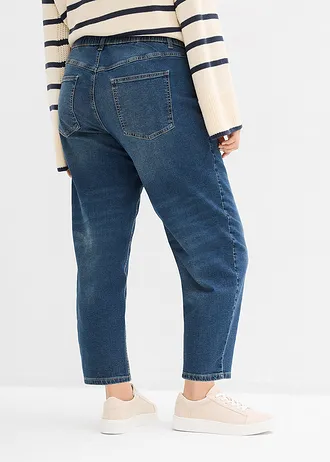 Mom džíny, High Waist, zkrácené, barva: tmavě modrý denim used