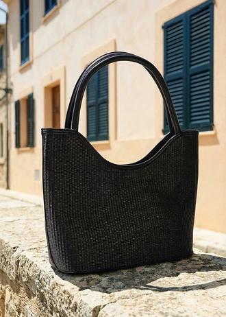 Geantă shopper cu aspect de paie