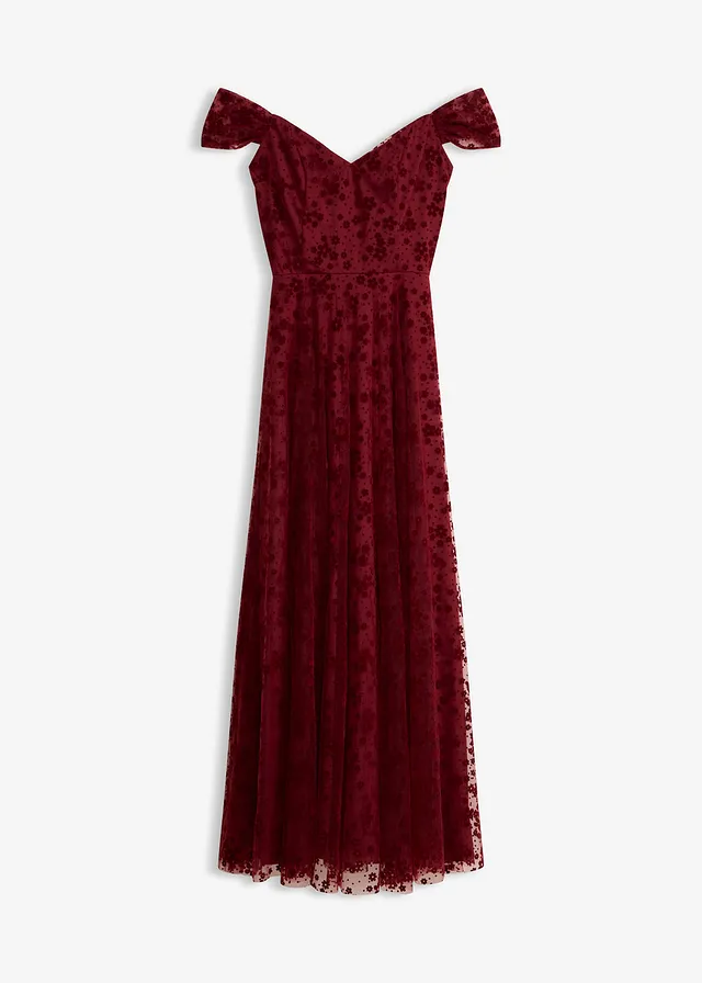 Robe de soirée avec de ravissantes fleurs brodées