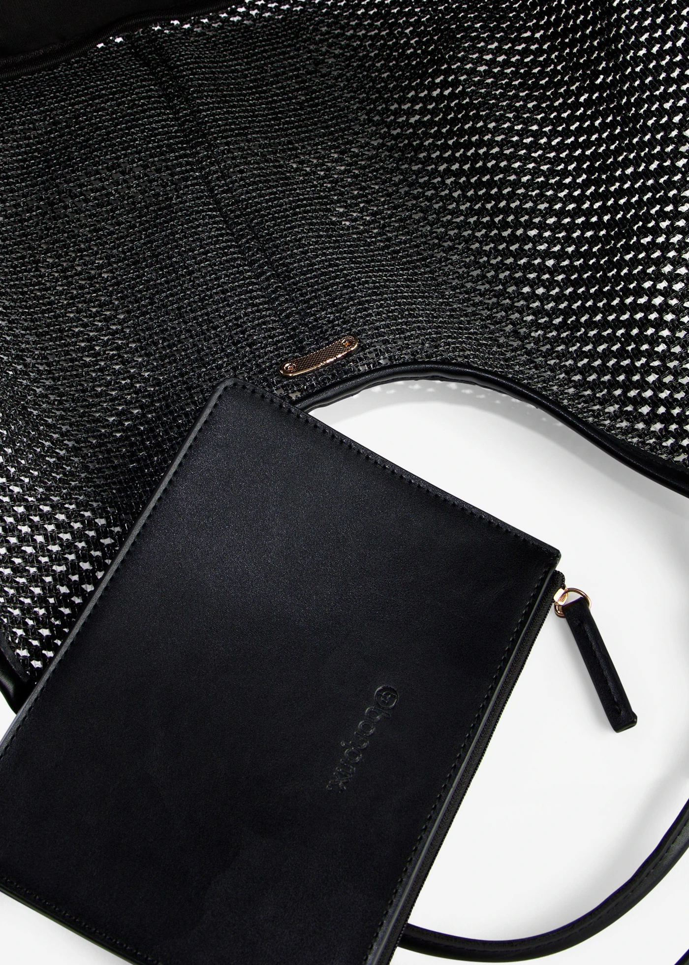 Mesh shopper met uitneembare binnenzak • zwart • bonprix online shop