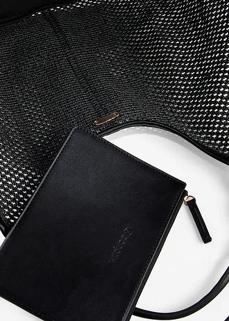 Mesh shopper met uitneembare binnenzak • zwart • bonprix online shop