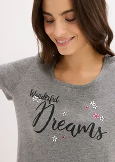 Cămașă de noapte scurtă din bumbac organic • gri melanj • magazin bonprix