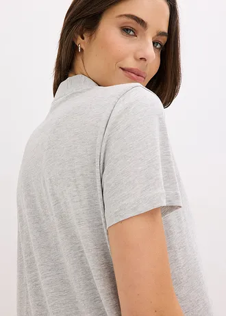 Chemise de nuit courte 100% coton • gris clair chiné • Boutique bonprix